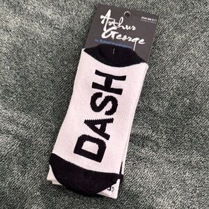 Dash Doll Logo White & Black Crew Socks